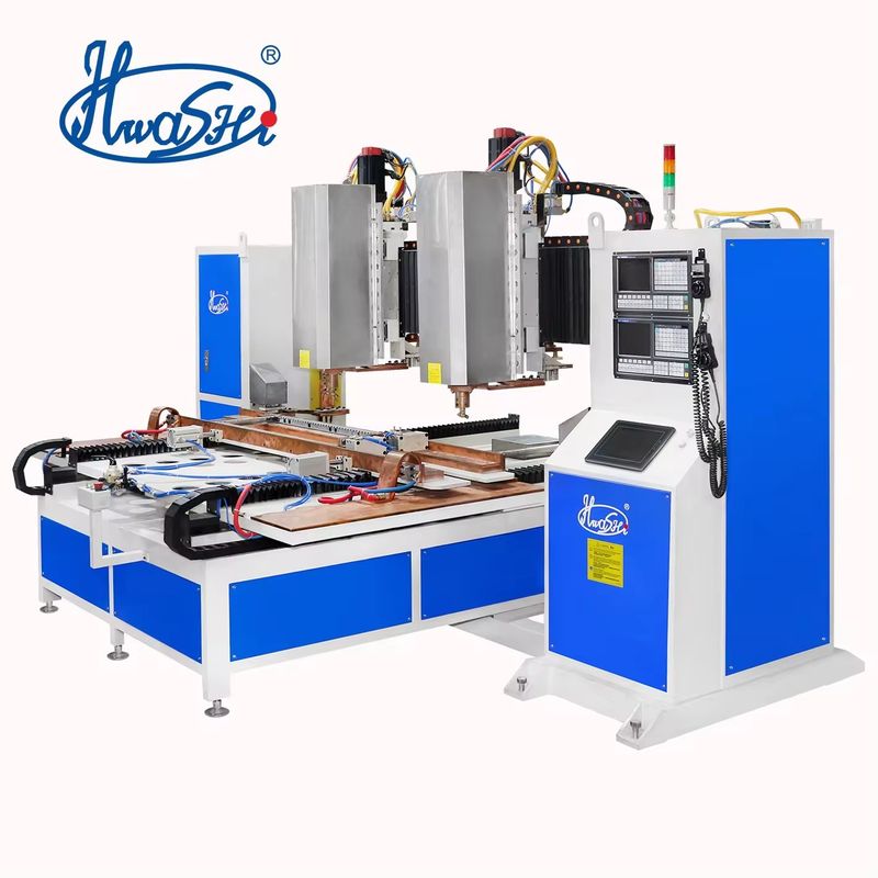 Zeven 7Axis Cnc Spot Welding Machine Dubbelkoppen Automatische Plaat Metal Voor Squat Rack